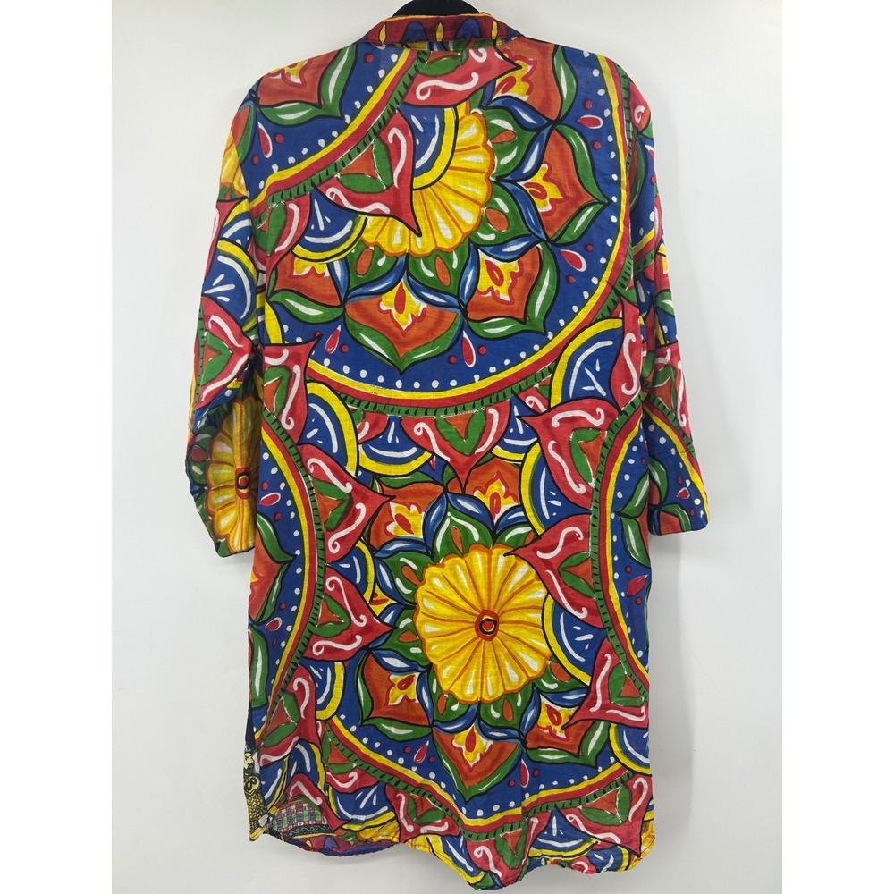 Antica Sartoria Giacomo Cinque Tunic Dress Sicilian Print Beaded Size XL - Picture 5 of 7